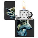 Зажигалка ZIPPO Линда Пикен «Волк» с черным матовым покрытием | Linda Picken Black Matte, латунь/сталь, черная, 38x13x57 мм для нанесения логотипа