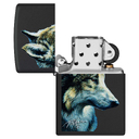 Зажигалка ZIPPO Линда Пикен «Волк» с черным матовым покрытием | Linda Picken Black Matte, латунь/сталь, черная, 38x13x57 мм для нанесения логотипа