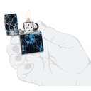 Зажигалка ZIPPO Молнии с покрытием, светящимся в темноте зеленым | Lightning Glow In The Dark Green, латунь/сталь, черная, 38x13x57 мм для нанесения логотипа