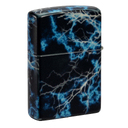 Зажигалка ZIPPO Молнии с покрытием, светящимся в темноте зеленым | Lightning Glow In The Dark Green, латунь/сталь, черная, 38x13x57 мм для нанесения логотипа