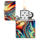 Зажигалка ZIPPO Цветные вихри с покрытием, светящимся в темноте зеленым | Colorful Swirl Glow In The Dark Green,латунь/сталь,разноцветная,38x13x57 мм для нанесения логотипа