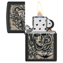 Зажигалка ZIPPO Окровавленное тату с черным матовым покрытием | Gory Tattoo Black Matte, латунь/сталь, черная, матовая, 38x13x57 мм для нанесения логотипа