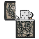 Зажигалка ZIPPO Окровавленное тату с черным матовым покрытием | Gory Tattoo Black Matte, латунь/сталь, черная, матовая, 38x13x57 мм для нанесения логотипа