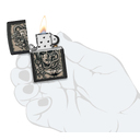 Зажигалка ZIPPO Окровавленное тату с черным матовым покрытием | Gory Tattoo Black Matte, латунь/сталь, черная, матовая, 38x13x57 мм для нанесения логотипа