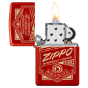 Зажигалка ZIPPO «Работает!» с металлизированным красным покрытием | It Works Design Metallic Red, латунь/сталь, красная, 38x13x57 мм для нанесения логотипа