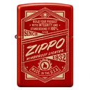 Зажигалка ZIPPO «Работает!» с металлизированным красным покрытием | It Works Design Metallic Red, латунь/сталь, красная, 38x13x57 мм для нанесения логотипа