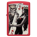 Зажигалка ZIPPO Король скелетов и королева красоты с красным матовым покрытием | Skull King Queen Beauty Red Matte, латунь/сталь, красная, 38x13x57 мм для нанесения логотипа
