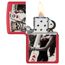 Зажигалка ZIPPO Король скелетов и королева красоты с красным матовым покрытием | Skull King Queen Beauty Red Matte, латунь/сталь, красная, 38x13x57 мм для нанесения логотипа