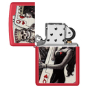 Зажигалка ZIPPO Король скелетов и королева красоты с красным матовым покрытием | Skull King Queen Beauty Red Matte, латунь/сталь, красная, 38x13x57 мм для нанесения логотипа