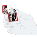 Зажигалка ZIPPO Король скелетов и королева красоты с красным матовым покрытием | Skull King Queen Beauty Red Matte, латунь/сталь, красная, 38x13x57 мм для нанесения логотипа