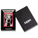 Зажигалка ZIPPO Король скелетов и королева красоты с красным матовым покрытием | Skull King Queen Beauty Red Matte, латунь/сталь, красная, 38x13x57 мм для нанесения логотипа