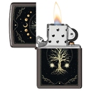 Зажигалка ZIPPO Мистическая природа с покрытием черный лед | Mystic Nature Design Black Ice®, латунь/сталь, черная, 38x13x57 мм для нанесения логотипа