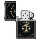 Зажигалка ZIPPO Мистическая природа с покрытием черный лед | Mystic Nature Design Black Ice®, латунь/сталь, черная, 38x13x57 мм для нанесения логотипа