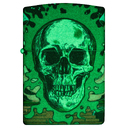 Зажигалка ZIPPO Череп с покрытием, светящимся в темноте зеленым | Skull Design Glow In The Dark Green,латунь/сталь,разноцветная38x13x57 мм для нанесения логотипа
