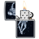 Зажигалка ZIPPO Космонавт-Скейтбордист со светло-серым покрытием | Skateboarding Astronaut Flat Grey, латунь/сталь, серая, 38x13x57 мм для нанесения логотипа