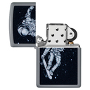 Зажигалка ZIPPO Космонавт-Скейтбордист со светло-серым покрытием | Skateboarding Astronaut Flat Grey, латунь/сталь, серая, 38x13x57 мм для нанесения логотипа