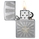 Зажигалка ZIPPO Звезда с покрытием матовый хром | Star Design Brushed Chrome, латунь/сталь, серебристая, 36x13x57 мм для нанесения логотипа