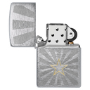 Зажигалка ZIPPO Звезда с покрытием матовый хром | Star Design Brushed Chrome, латунь/сталь, серебристая, 36x13x57 мм для нанесения логотипа