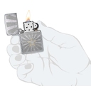 Зажигалка ZIPPO Звезда с покрытием матовый хром | Star Design Brushed Chrome, латунь/сталь, серебристая, 36x13x57 мм для нанесения логотипа