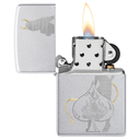 Зажигалка ZIPPO Дьявольский туз пик с покрытием сатинированный хром | Devilish Ace Satin Chrome, латунь/сталь, серебристая, 38x13x57 мм для нанесения логотипа