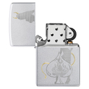 Зажигалка ZIPPO Дьявольский туз пик с покрытием сатинированный хром | Devilish Ace Satin Chrome, латунь/сталь, серебристая, 38x13x57 мм для нанесения логотипа