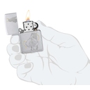 Зажигалка ZIPPO Дьявольский туз пик с покрытием сатинированный хром | Devilish Ace Satin Chrome, латунь/сталь, серебристая, 38x13x57 мм для нанесения логотипа