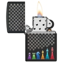 Зажигалка ZIPPO Шахматные фигуры с черным матовым покрытием | Chess Pieces Black Matte, латунь/сталь, черная 38x13x57 мм для нанесения логотипа