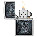 Зажигалка ZIPPO Дерево зла с покрытием поцарапанный хром | Evil Tree Street Chrome, латунь/сталь, серебристая, 38x13x57 мм для нанесения логотипа