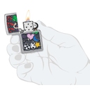 Зажигалка ZIPPO Талисманы удачи с покрытием поцарапанный хром | All Luck Street Chrome, латунь/сталь, серебристая, 38x13x57 мм для нанесения логотипа