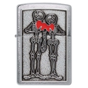 Зажигалка ZIPPO Влюбленная пара с покрытием матовый хром | Couple Love Brushed Chrome, латунь/сталь, серебристая, 36x13x57 мм для нанесения логотипа