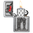Зажигалка ZIPPO Влюбленная пара с покрытием матовый хром | Couple Love Brushed Chrome, латунь/сталь, серебристая, 36x13x57 мм для нанесения логотипа