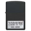 Зажигалка ZIPPO Номерной знак с черным матовым покрытием | License Plate Black Matte, латунь/сталь, черная, 38x13x57 мм для нанесения логотипа
