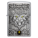 Зажигалка ZIPPO Эмблема с головой волка с покрытием матовый хром | Wolf Emblem Brushed Chrome, латунь/сталь, серебристая, 36x13x57 мм для нанесения логотипа