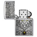 Зажигалка ZIPPO Эмблема с головой волка с покрытием матовый хром | Wolf Emblem Brushed Chrome, латунь/сталь, серебристая, 36x13x57 мм для нанесения логотипа