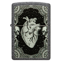 Зажигалка ZIPPO Сердце с каменным покрытием | Heart Design Iron Stone, латунь/сталь, серая, 38x13x57 мм для нанесения логотипа