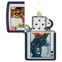 Зажигалка ZIPPO Королева с темно-синем матовым покрытием | Queen Design Navy Matte, латунь/сталь, синяя, матовая, 38x13x57 мм для нанесения логотипа