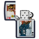 Зажигалка ZIPPO Королева с темно-синем матовым покрытием | Queen Design Navy Matte, латунь/сталь, синяя, матовая, 38x13x57 мм для нанесения логотипа
