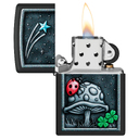 Зажигалка ZIPPO Божья коровка с черным матовым покрытием | Ladybug Design Black Matte, латунь/сталь, черная, матовая, 38x13x57 мм для нанесения логотипа