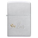 Зажигалка ZIPPO Любовь с покрытием сатинированный хром | Love Design Satin Chrome, латунь/сталь, серебристая, 38x13x57 мм для нанесения логотипа