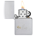 Зажигалка ZIPPO Любовь с покрытием сатинированный хром | Love Design Satin Chrome, латунь/сталь, серебристая, 38x13x57 мм для нанесения логотипа