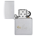 Зажигалка ZIPPO Любовь с покрытием сатинированный хром | Love Design Satin Chrome, латунь/сталь, серебристая, 38x13x57 мм для нанесения логотипа