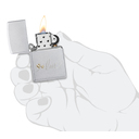 Зажигалка ZIPPO Любовь с покрытием сатинированный хром | Love Design Satin Chrome, латунь/сталь, серебристая, 38x13x57 мм для нанесения логотипа