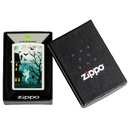 Зажигалка ZIPPO Зловещее привидение с покрытием, светящимся в темноте зеленым | Spooky Design Glow In The Dark Green, латунь/сталь, белая, 38x13x57 мм для нанесения логотипа