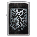Зажигалка ZIPPO Дракон с покрытием поцарапанный хром | Dragon Design Street Chrome, латунь/сталь, серебристая, 38x13x57 мм для нанесения логотипа