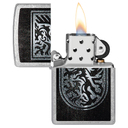Зажигалка ZIPPO Дракон с покрытием поцарапанный хром | Dragon Design Street Chrome, латунь/сталь, серебристая, 38x13x57 мм для нанесения логотипа