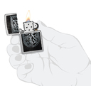 Зажигалка ZIPPO Дракон с покрытием поцарапанный хром | Dragon Design Street Chrome, латунь/сталь, серебристая, 38x13x57 мм для нанесения логотипа