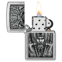 Зажигалка ZIPPO Варвар с покрытием поцарапанный хром | Barbarian Design Street Chrome, латунь/сталь, серебристая, 38x13x57 мм для нанесения логотипа