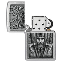 Зажигалка ZIPPO Варвар с покрытием поцарапанный хром | Barbarian Design Street Chrome, латунь/сталь, серебристая, 38x13x57 мм для нанесения логотипа