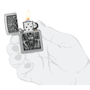 Зажигалка ZIPPO Варвар с покрытием поцарапанный хром | Barbarian Design Street Chrome, латунь/сталь, серебристая, 38x13x57 мм для нанесения логотипа