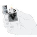 Зажигалка ZIPPO Дракон с узором переплетение | Dragon Design Linen Weave, латунь/сталь, серебристая, 38x13x57 мм для нанесения логотипа